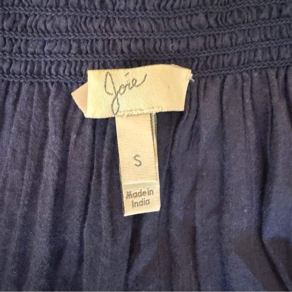 Joie Navy Blue Short Flutter Sleeve Embroidered Boho Womens Size S Peasant Top - Picture 13 of 14